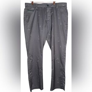 Men's William Murray Straight Fit Nautical Sailing Print Golf Pants Gray Size 38